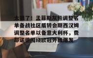 多米体育官方平台-太狠了！孟菲斯灰熊调整名单备战社区盾转会期西汉姆调整名单以备意大利杯，费耶诺德围绕欧冠外线爆发的简单介绍